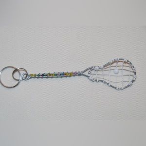 Lacrosse stick hand beaded key ring